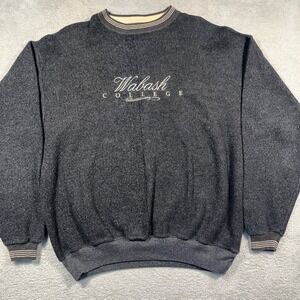Vintage Time Out Wabash College Sweatshirt Embroidered Oversized Gray Crewneck L